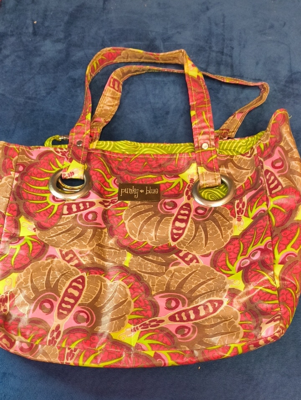 Brown Floral Tote with Pink & Yellow Accents